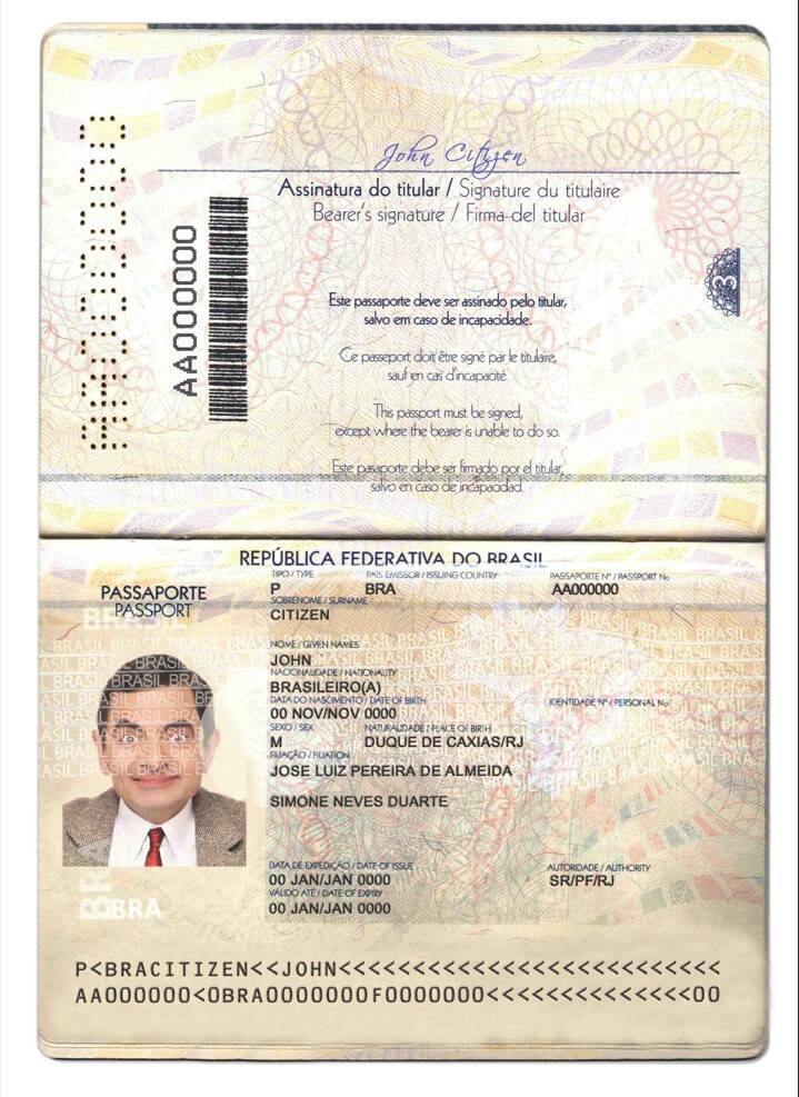 Download Brazil passport  version 2  (2019 present) Photoshop template